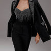 Customize Black Sequins Women Pants Suits Slim Fit Girls Blazer Set 3 Pieces Custom Made Jacket For Lady Party Prom Wedding Wear