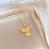 DIEYURO 316L Stainless Steel Phoenix Eagles Pendant Necklace For Women Girl 2023 New Trend Choker Neck Chain Jewelry Gift Party