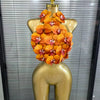 Rosered Orange Women Sexy Florals Backless Halter Bodycon Tops Nightclub Party Celebrate Carnivals Music Festival Tops
