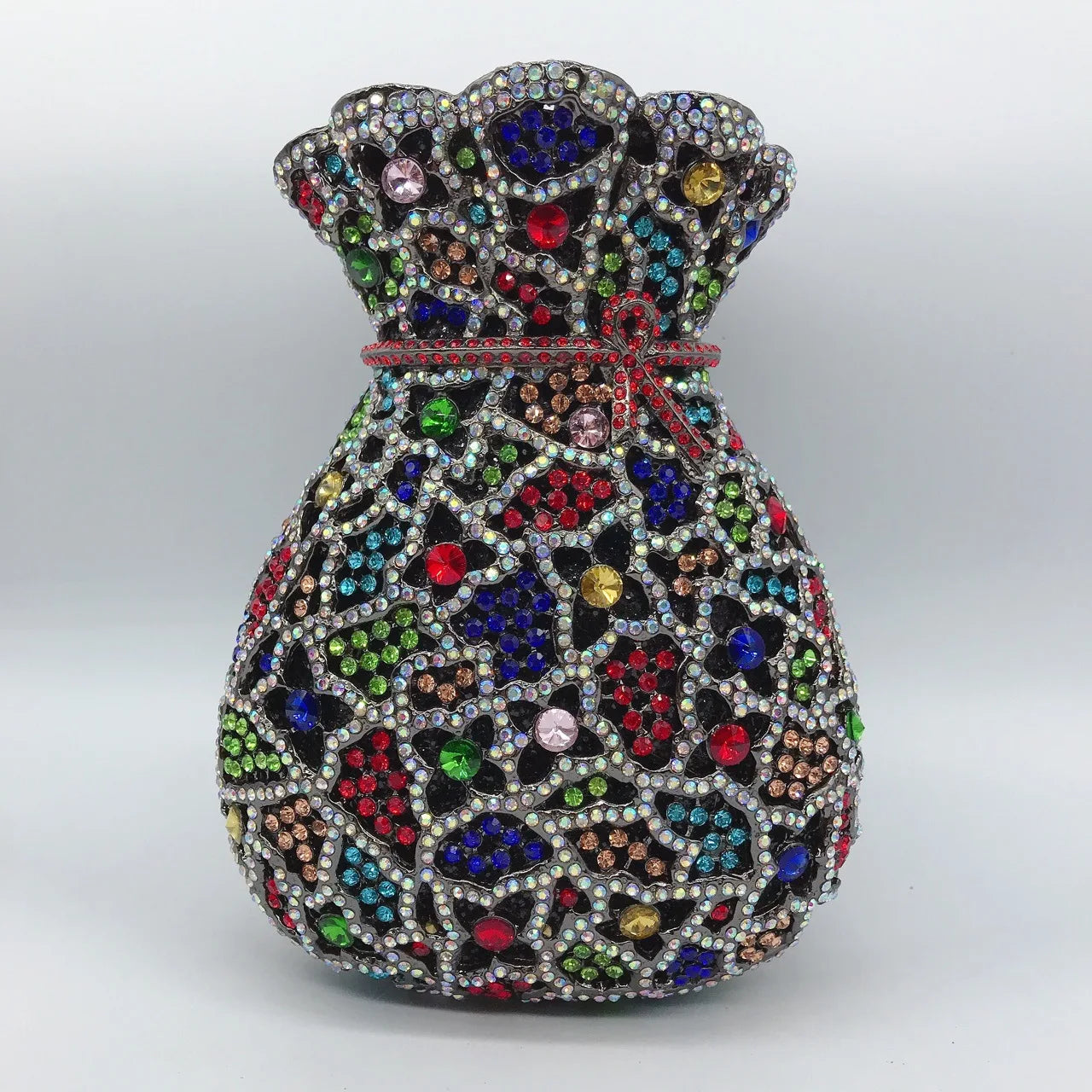Neueste Blumenvase Strass Abendtaschen Frauen Kristall Handtaschen Metallkette Elegante Partytaschen Luxus Designer Clutch Geldbörse