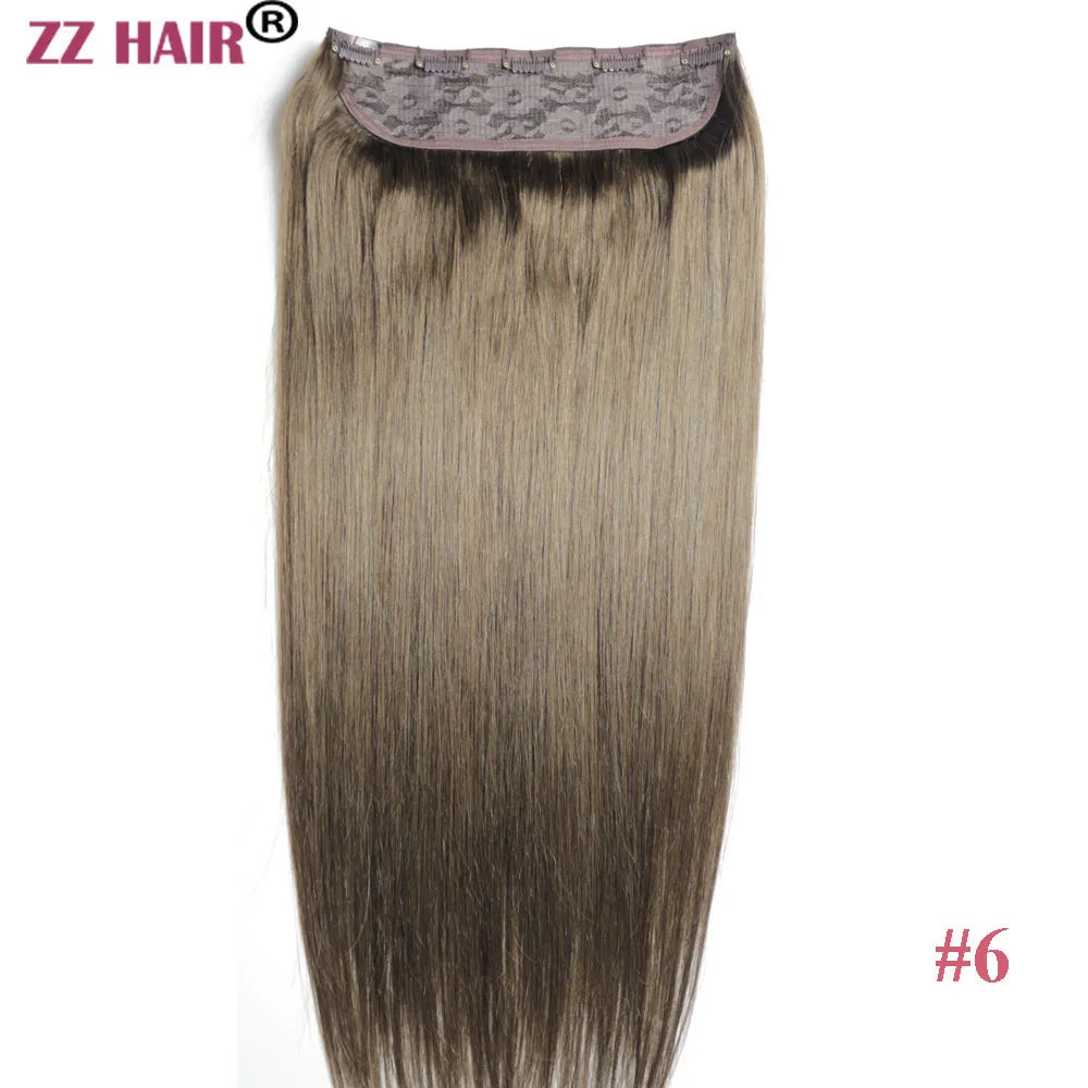 ZZHAIR 100% Brazilian Human Remy Hair Extensions 16"-26" 1Pcs Set 100g-200g One Piece 5 Clips In Natural Straight