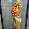 Rosered Orange Women Sexy Florals Backless Halter Bodycon Tops Nightclub Party Celebrate Carnivals Music Festival Tops