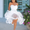 Strapless Satin Mermaid Prom Dresses Short  Mermaid Party Gowns White Short Party Gowns vestidos de festa Plus Size