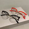 2023 New Vintage Cat Eye Glasses Frame New Stylish Semi Metal Rim Women Eyewear Trendy Brand Design Non-prescription Eyeglasses