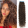 Tape In Hair Extensions Water Wave Real Human Hair 2# Dark Brown Natural Cural Tape On Hair Ectensions Skin Weft Hairpiece 2G/Pc