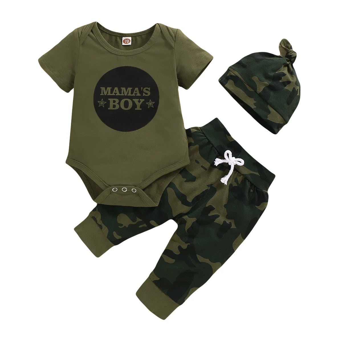 0-18 Months Newborn Baby Boy Clothes Set Letter Print Short Sleeve Bodysuit+Camouflage Pants+Hat 3PCS Toddler Boy Summer Outfits
