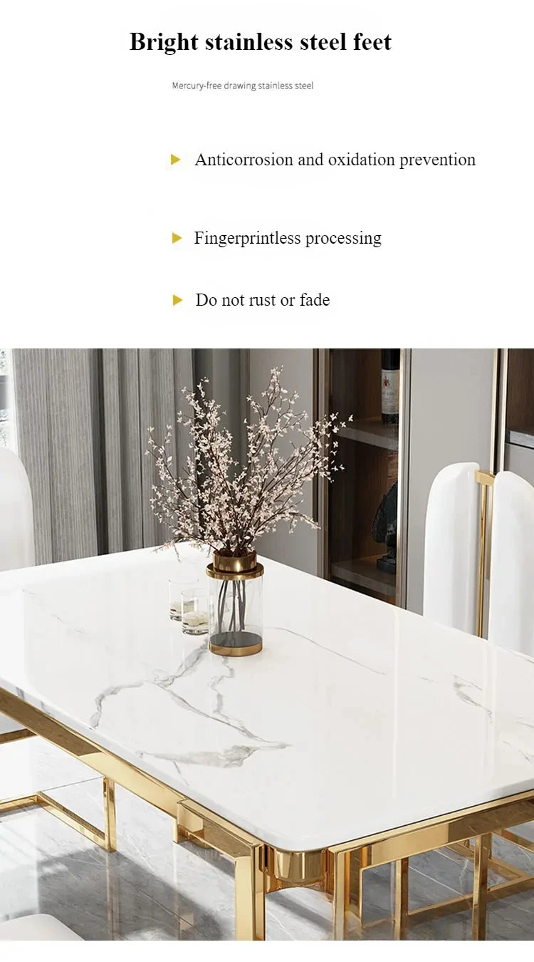 Einzigartige Luxus-Esstischstühle mit modernen Metallbeinen, rechteckiger Esstisch im platzsparenden nordischen Design, Mesa De Comedor Möbel