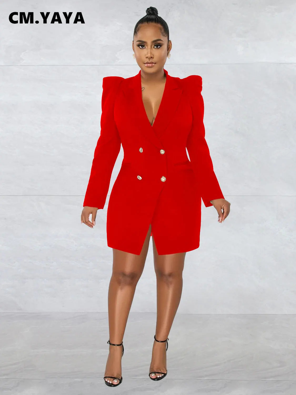 CM.YAYA Elegant Women  Blazer  Women 2022 Autumn Winter Streetwear Robe Femme Blazer Style Bodycon Midi Dress Female Clothing