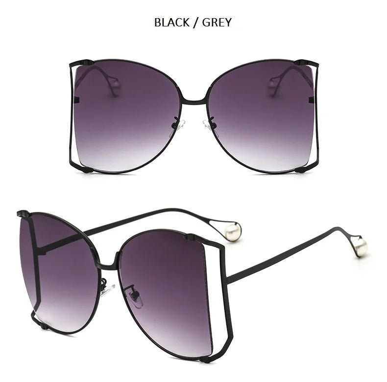 Fashion Model Ocean Gelb Quadratische Sonnenbrille Damen Luxusmarke Oversized Shades Perle Chic Sonnenbrille für Damen Herren Oculos