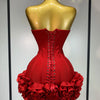 Women Sexy Strapless Flower Prom Gown Mini Dress Celebrity Red Carpet Fashion Evening Party Celebrate Birthday Club Dresses