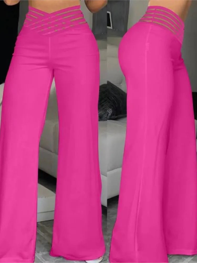 Spring Autumn Elegant High Waist Wide Leg Pants For Women Fashion Loose Long Pant Casual Office Solid Women Clothes New Pant