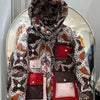 2023 Europäische Station Winter Neue Daunenjacke Damen Warm Mode Kurze Farb-Patchwork Graffiti dicke Weiße Entendaunenjacke