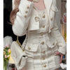 Korean Style Elegant Vintage Two Piece Set Women Sweet Woolen Short Jackets Tassel Design Mini Dress Suit Female Fashion Outfitn