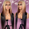 613 Blonde with Brown Ombre Wig Synthetic Lace Front Wig Long Straight Body Wave 13x4 Frontal Gradient Colored Wigs for Women