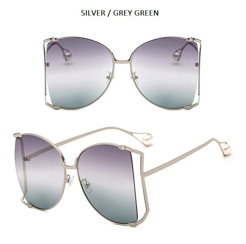 Fashion Model Ocean Gelb Quadratische Sonnenbrille Damen Luxusmarke Oversized Shades Perle Chic Sonnenbrille für Damen Herren Oculos