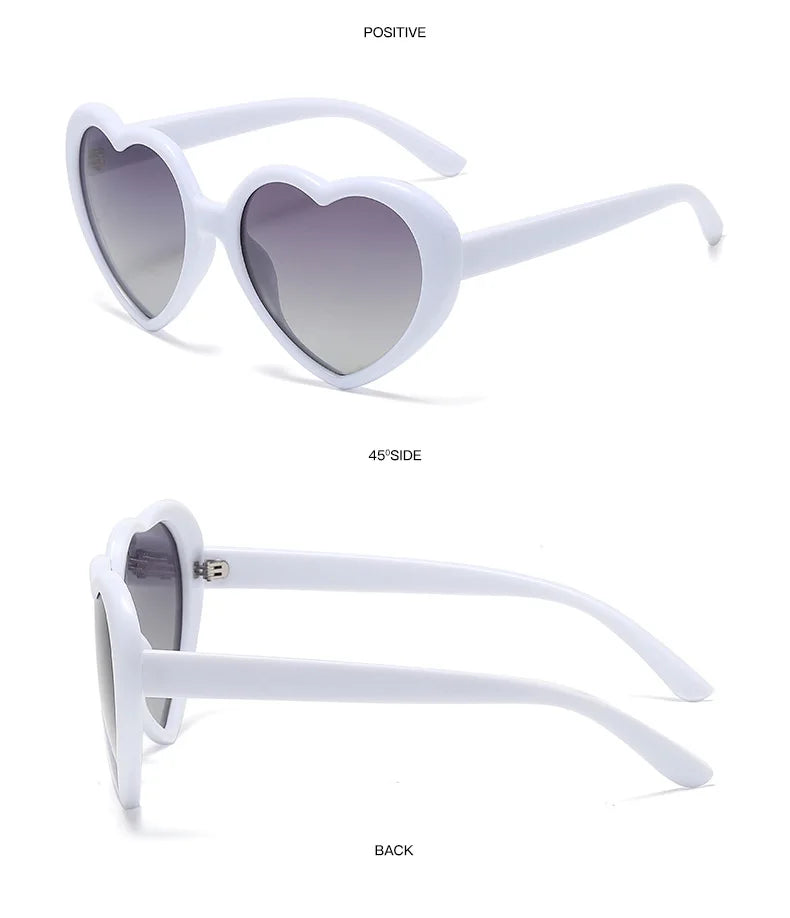 Neue herzförmige polarisierte Sonnenbrille für Damen, modisch, süß, Retro, Vintage, Verlaufs-Sonnenbrille, UV400-Schutz, Unisex-Brille