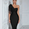 formal Women's Bandage  prom  Dress  guest Black Bow Elegant Wedding Party Evening Midi Club  cocktail Dresses Bodycon luxury