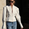 Urban White Women Blazer Coats Elegant Single Breasted V-neck Long Sleeve Female Jacket 2025 Autumn Office Lady Outwears