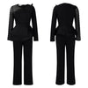 Luxury Jumpsuits & Rompers for Women Round Neck Beaded Transparent Sleeve High Waisted Elegant Female Birthday Party Overalls