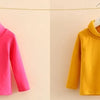 2025 Spring Autumn 2-10 Years Children'S Candy Color Sweet Long Sleeve High Neck Unisex Kids Girl Boy Basic Turtleneck T-Shirt