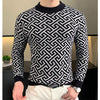 Herbst Winter Samt Strickpullover Herren Langarm Rundhalspullover Slim Fit Business Freizeit Strickwaren Tops Herrenbekleidung