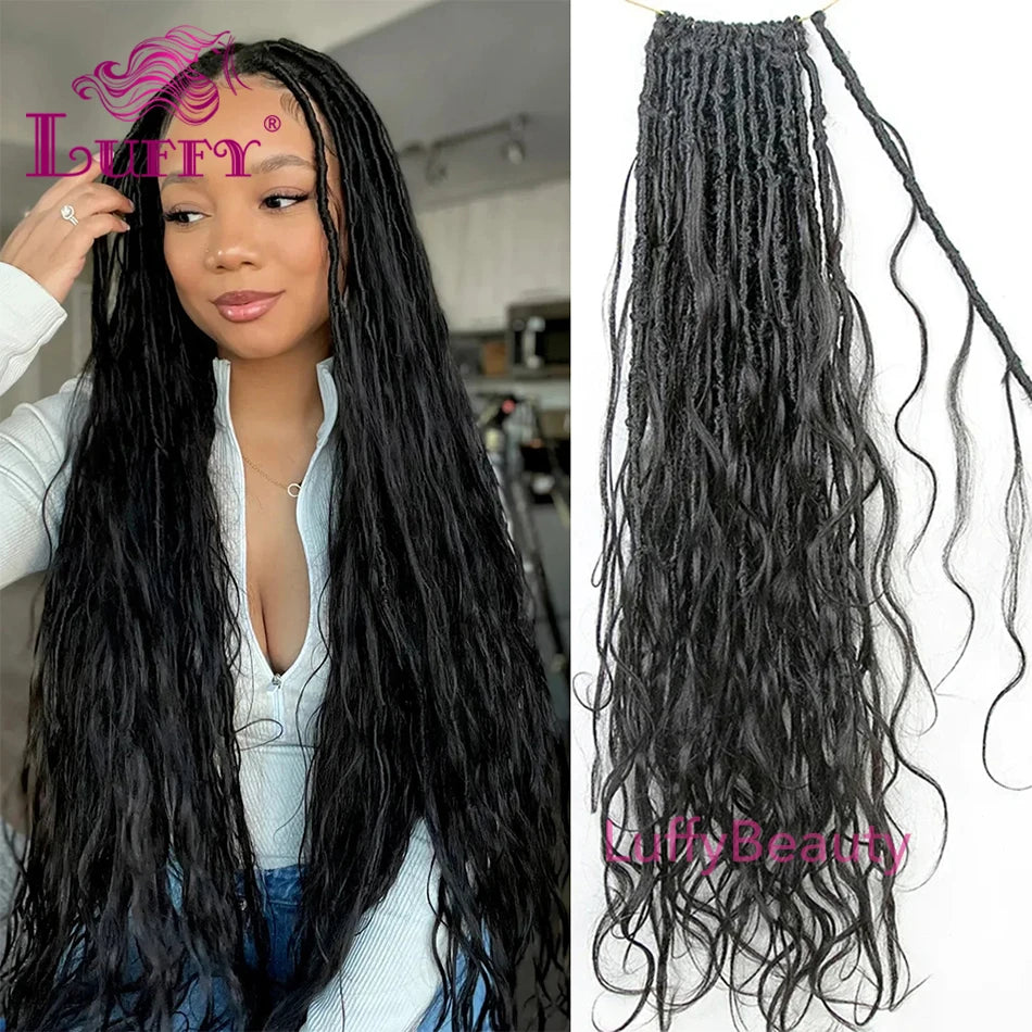 Body Wave Pre-Looped Crochet Boho Locs With Human Hair Curls Goddess Locs Body Wave Full Ends Hair Extensions For Black Women