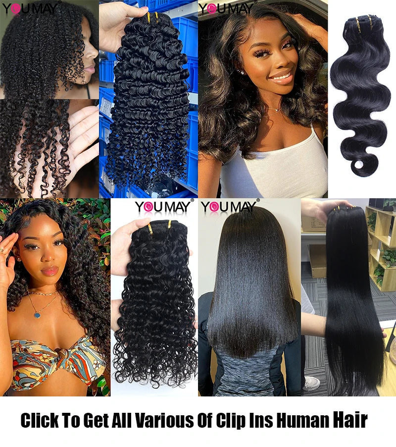 4B 4C Afro Kinky Curly Clip-In Echthaar-Extensions 100 % mongolisches unbehandeltes Haar Echtes menschliches Naturhaar Schwarz Clip-Ins Afro-Bündel YouMay