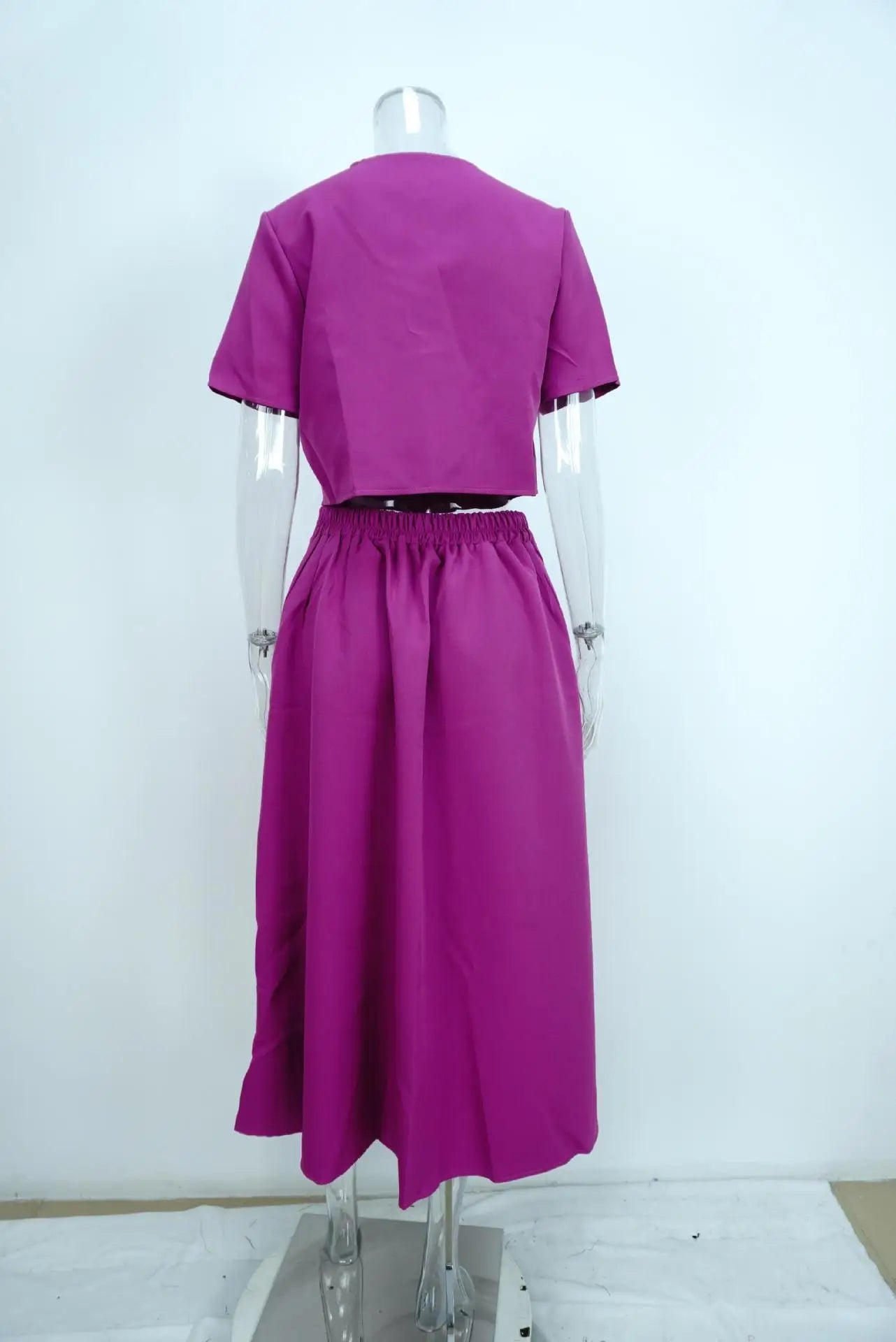Office Elegant Crop Shirt Skirt Two Piece Sets Women Fashion Short Sleeve Button Shirts Outfits Spring Summer Dress Casual Suit