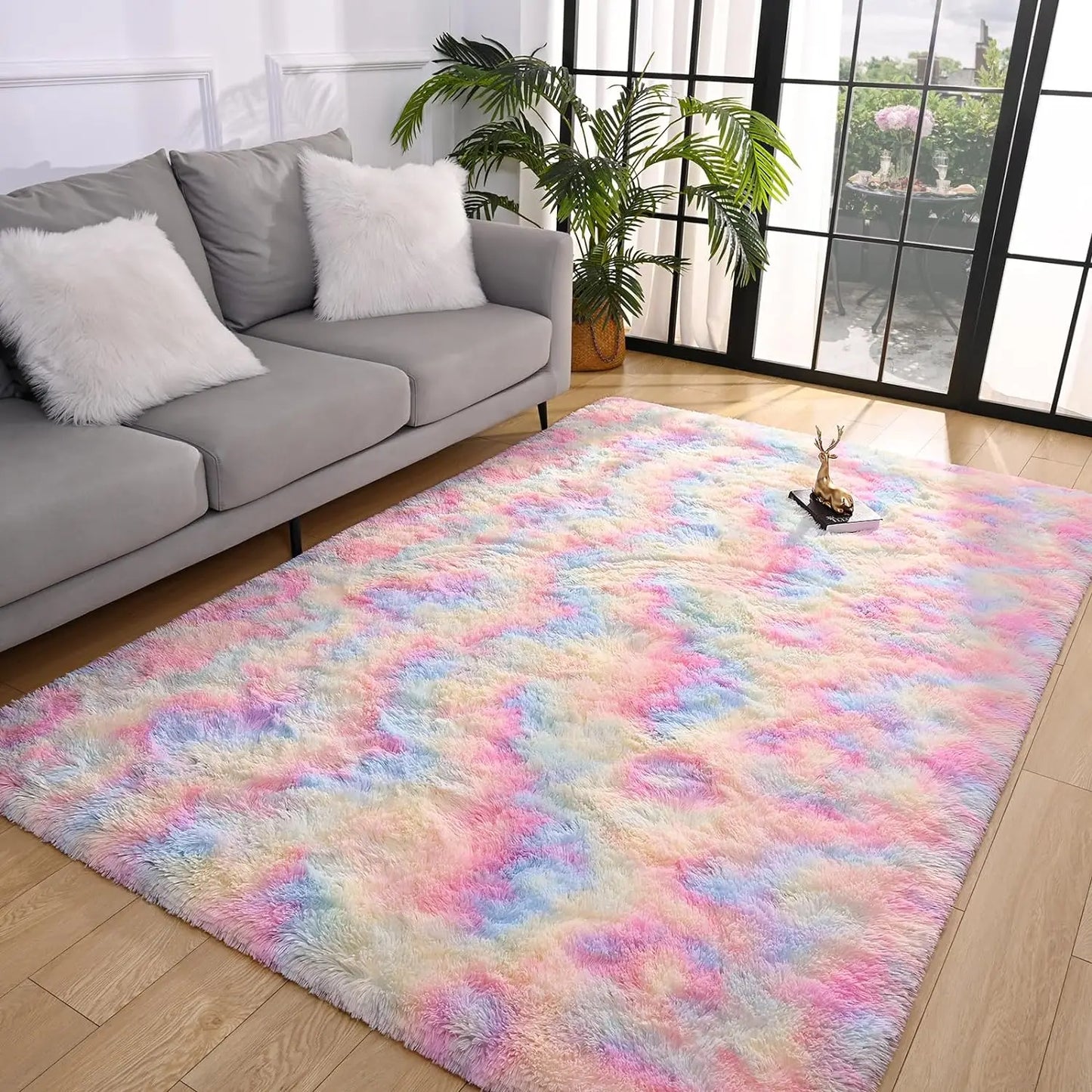 Flauschiger Teppich für das Schlafzimmer, zottelige, flauschige Teppiche für das Schlafzimmer, dicke schwarze Teppiche für das Wohnzimmer, Teppiche für Mädchen und Jungen