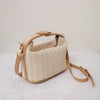 Yogodlns Summer Small Straw Handbag Trendy Shoulder Bag Woven Bucket Crossbody Bag Casual Seaside Beach Bag Gilrs Handle Tote
