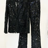 HIGH STREET Newest 2026 Designer Runway Suit Set Women's Single Button Guipure Lace Sequined Blazer Pants Suit