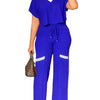Elegant Women's Casual Short Sleeve T-shirt Sports Suit Summer Fashion Solid V Neck Short Top & Straight Pants Two Piece Sets