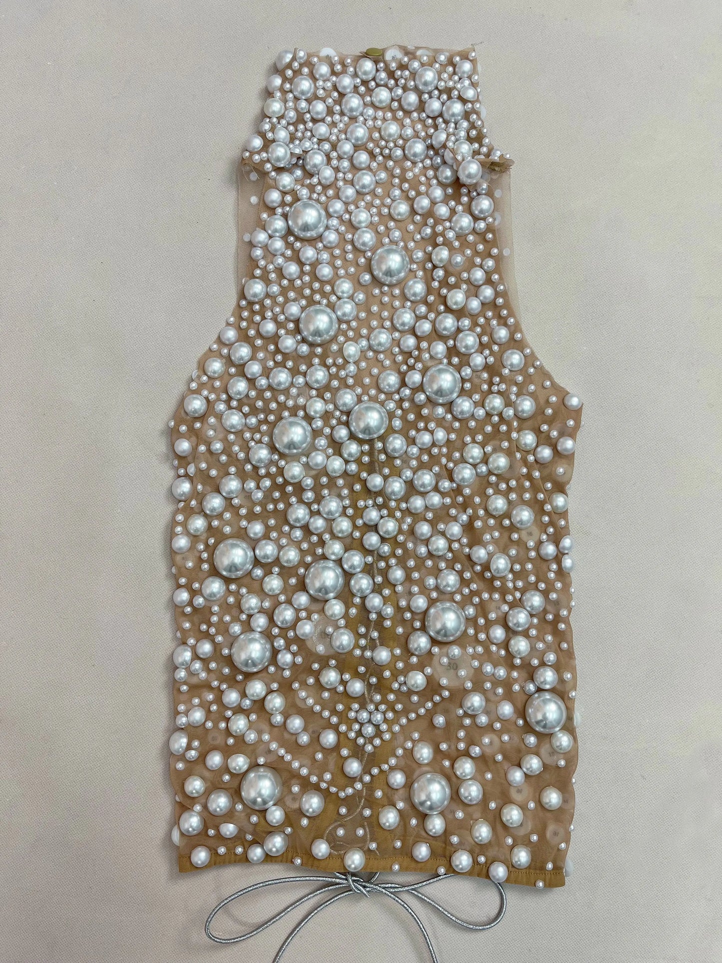 Nightclub Big Pearls Bandage Top Collection Party Shiny Rhinestones Sexy  Backless Singer Dancer Show Party Show Costume dazhu