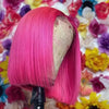 WIF Kurzer Bob Glattes Farbenfrohes Haar Synthetische Perücke Highlight Orange Glatter Bob Pinkes Haar Lace Front Perücken Cosplay Make-up Verwendung