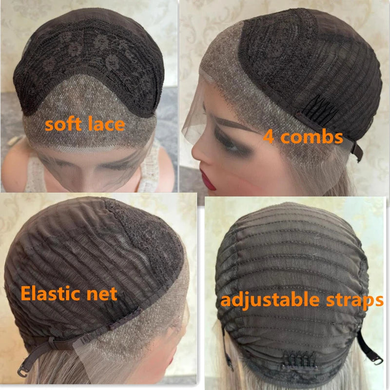 Damenperücken Ombre Aschblond Lace Frontal Perücken Synthetische Futura Top Qualität Lace Perücke Natürliche Wellen Glueless Perücke Damen Halloween