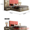 MANBAS Luxury Modern King Size Bed with Soft Upholstered Headboard and Storage Nightstands - Genuine Leather Bedroom Furniture