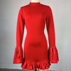 CM.YAYA Women O-neck Long Flare Sleeve Ruffles Mini Dress 2025 Spring Sweet Sexy Birthday Evening Night Party Vestidos Dresses