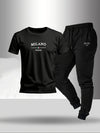 Summer fashion men's Italian letter print breathable and comfortable round neck T-shirt and pants set outdoor casual wear