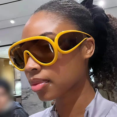 Y2K Oversized Luxus Designer One-Piece Sonnenbrillen Damen Herren Trend Sonnenbrillen Punk Mirror Shades Vintage Sportbrillen
