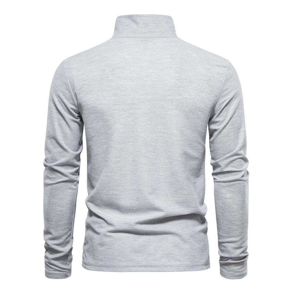 AIOPESON Deer Embroidery Men's Polo Shirts Solid Color Long Sleeve Polo Shirts for Men New Spring Social Business Polos Male