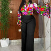 Wmstar Plus Size Two Piece Sets Wholesale Long Sleeve Print Top and Wide Leg Pants Matching Suit Fall Clothing Dropshopping