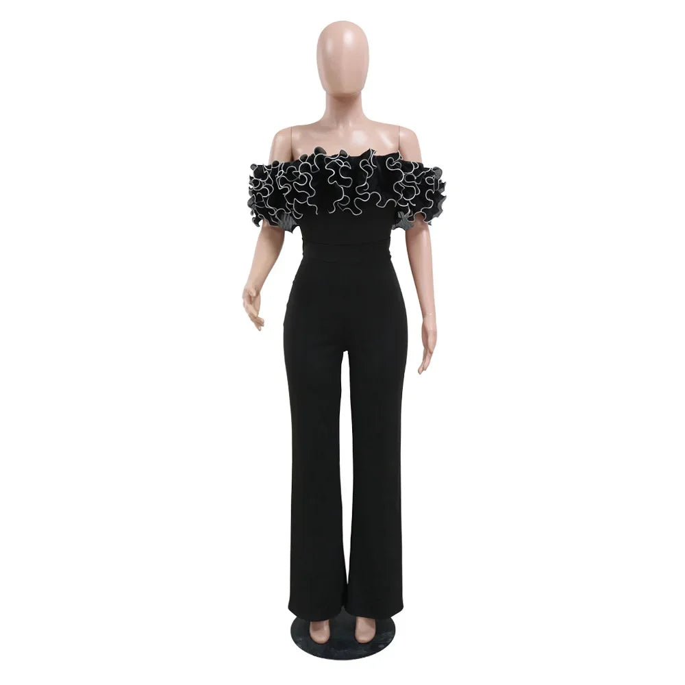 Sexy Jumpsuit mit Slash-Ausschnitt, figurbetont, für Damen, Overall, Rose, Einteiler, Damen, Club-Overalls, Promi-Outfits, Party, Sexy Rompers