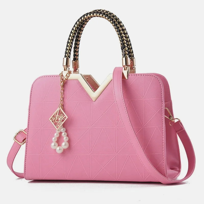 Damen Handtasche Patchwork Umhängetasche Messenger Office Work PU Leder Damen Tasche Luxus Mode Elegant