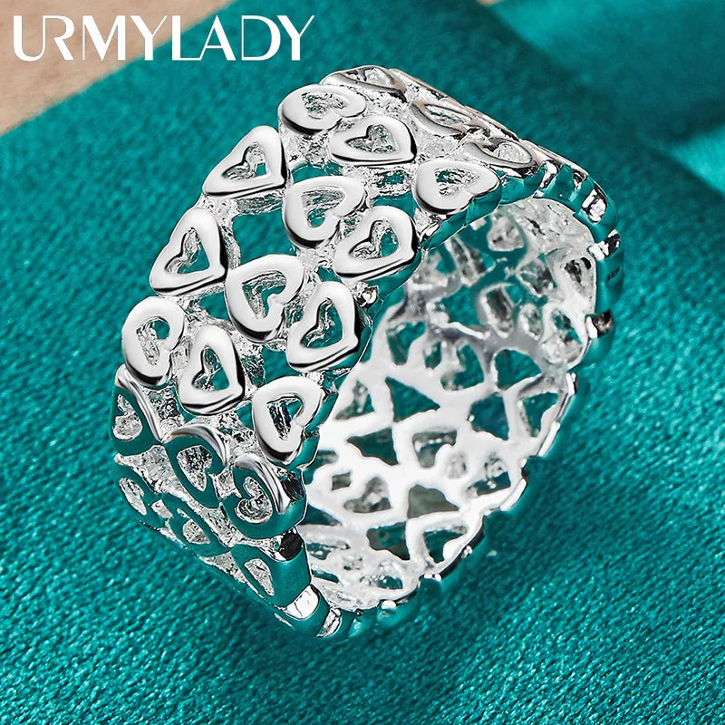 URMYLADY 925 Sterling Silber Hohlherz 7-10# Ring für Frauen Hochzeit Charm Verlobung Modeschmuck