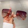 Y2K Luxusmarken Designer Randlose Quadratische Sonnenbrille Damen Für Weibliche Trendige Sonnenbrille Diamant Schmetterling Rosa Punk Shades UV400