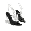 Liyke Sommer Fashion Kristallkette Knöchelriemen Sandalen Damen Hochzeit Bankett Schuhe Sexy Spitze Zehen High Heels Gold Silber