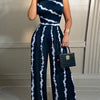 Elegant Women Wide Leg Long Juumpsuit 2024 Spring Summer Fashion Printed Sleeveless Casual Holiday Bodysuits Jumpsuits Trousers