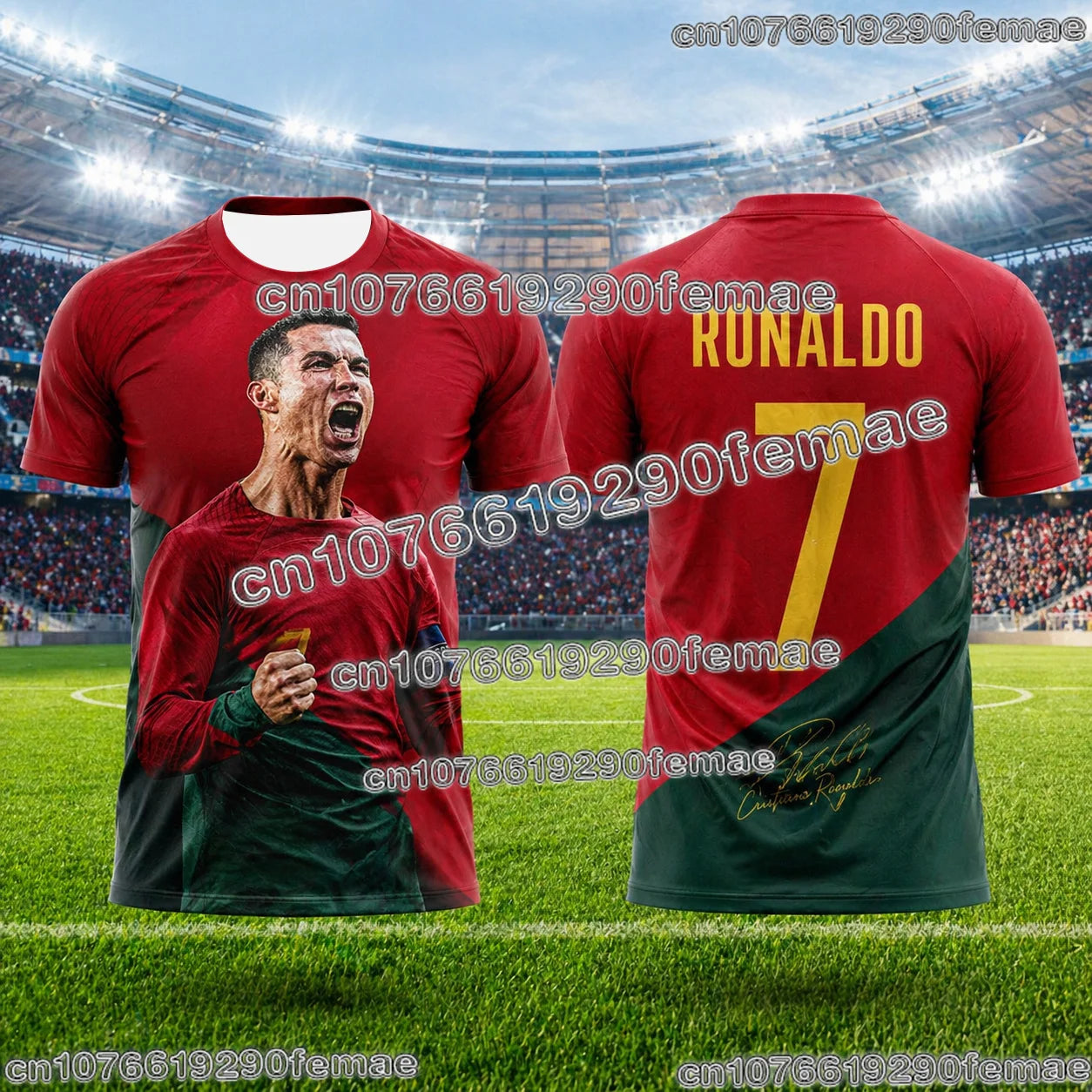 2026 New Ronaldo No.7 Football Jersey Oversized Breathable Training Uniform Soccer Shirt Kids Adult Match Fan Sportswear Tee
