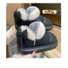Bow Knot Short Ankle Snow Boots Women Winter Plush And Thick Insulation Waterproof PU Cotton Household Shoes Home Slipper Women