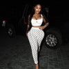 STYLISH LADY Moon Printed Sports 2 Piece Set Women Sleeveless Crop Top and Skinny Pant Suits 2025 Summer Street Fitness Outfits